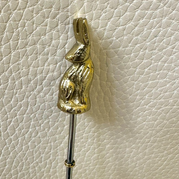 Anthropologie Spring Bunny Rabbit Cocktail Spoon Stirrer Silver & Gold Easter - Picture 2 of 9